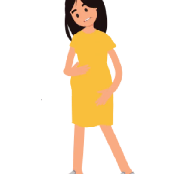 Pregnant woman standing with blood on floor